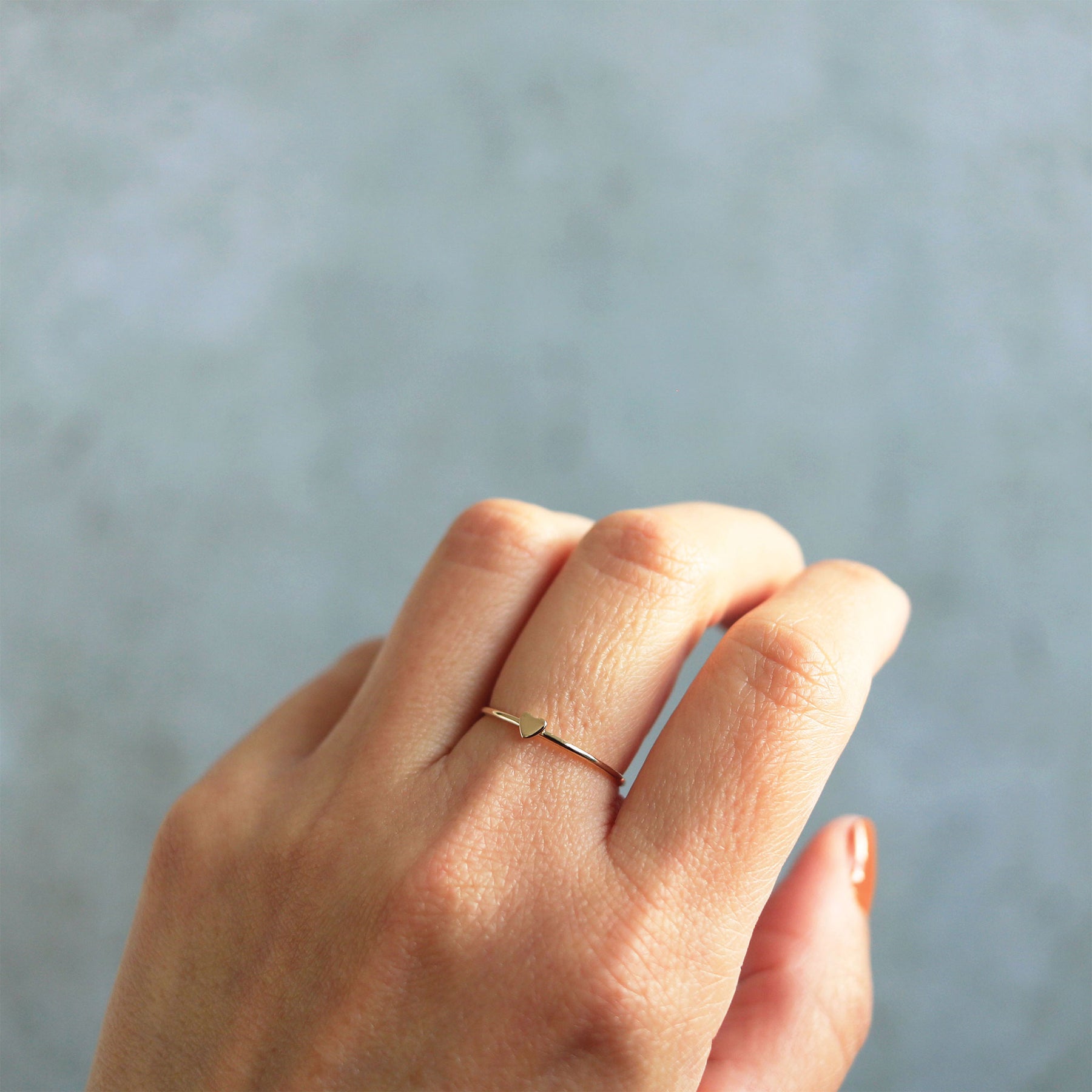 Simple Skinny 18K Solid Gold Chain & Band Stacking Ring - Abhika Jewels